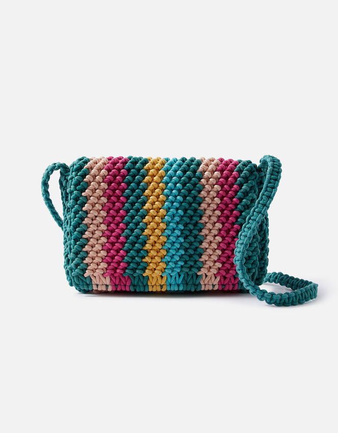 Stripe Macrame Cross-Body Bag, , large