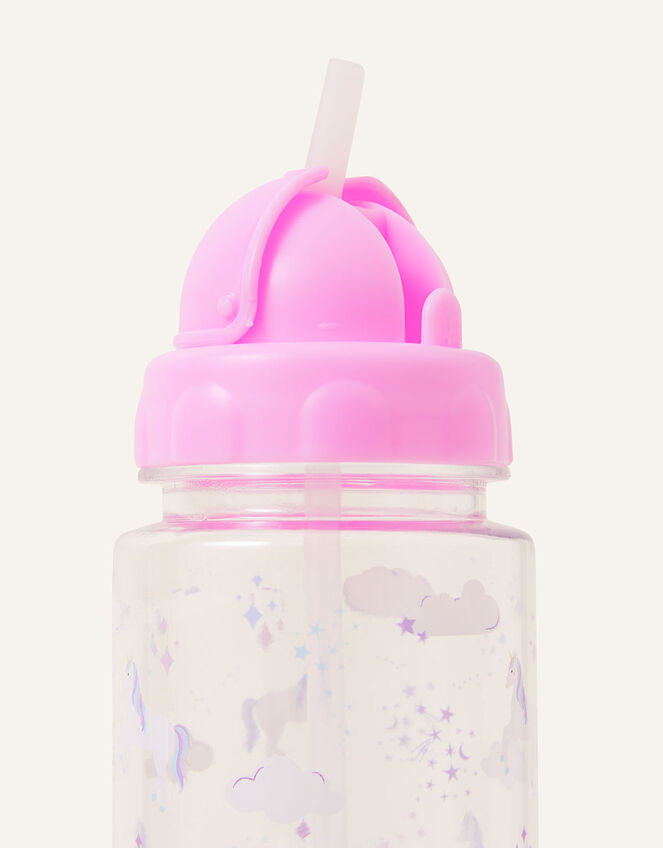 Unicorn Print Plastic Water Bottle, , large