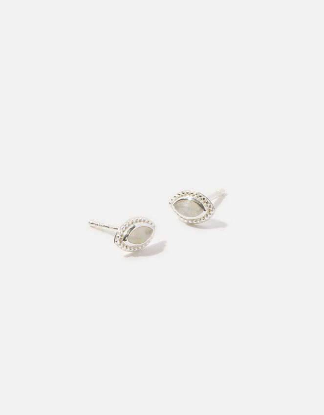 Sterling Silver Moonstone Studs, , large