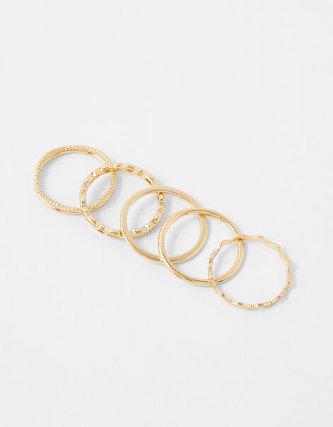 Fine Rings 5 Pack Gold, Gold (GOLD), large