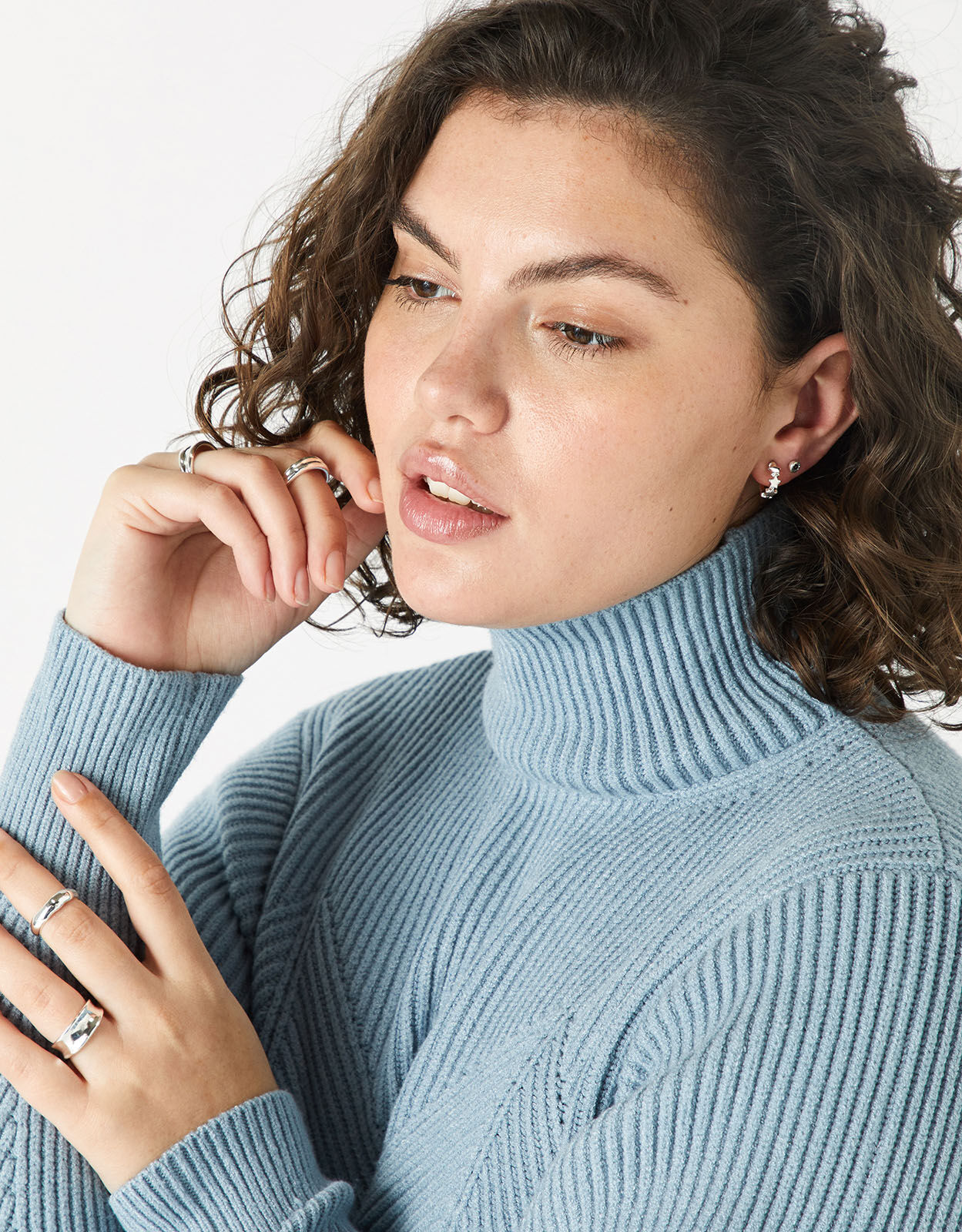 Silver chunky outlet ring set