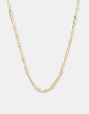 14ct Gold-Plated Cubic Zirconia Paperclip Necklace, , large