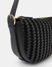Woven Leather Crossbody Bag, , large