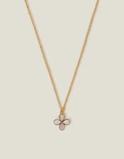 14ct Gold-Plated Mother of Pearl Clover Pendant Necklace, , large