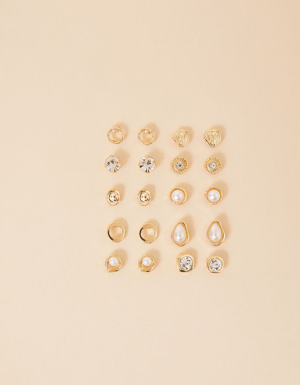 Pearl Stud Earrings Set, , large