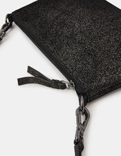 Metallic Leather Crossbody Bag, Black (BLACK), large