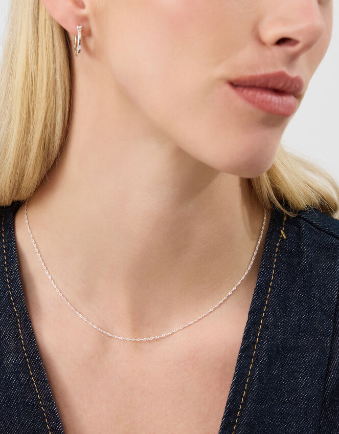 Sterling Silver Twisted Chain Necklace, , large