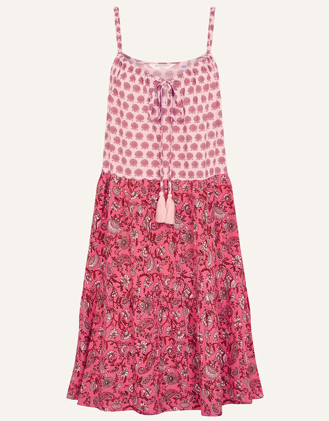 Mixed Shell Print Dress, Orange (CORAL), large