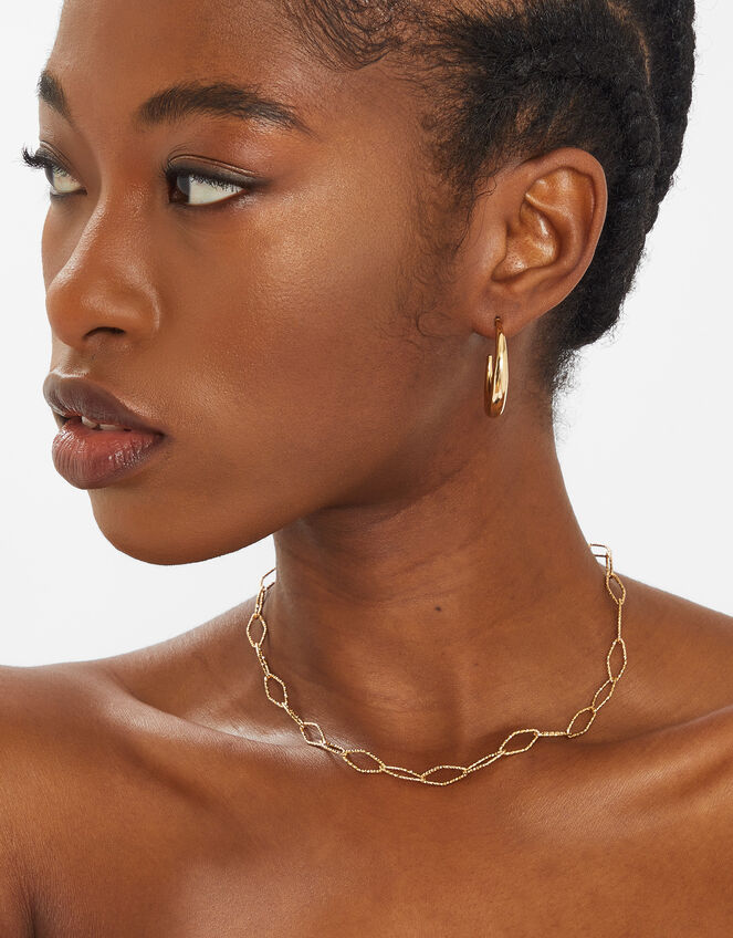 14ct Gold-Plated Diamond Cut Chain Necklace, , large