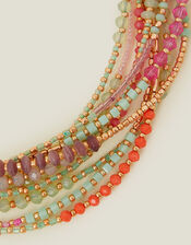 Layered Beaded Collar Necklace, , large