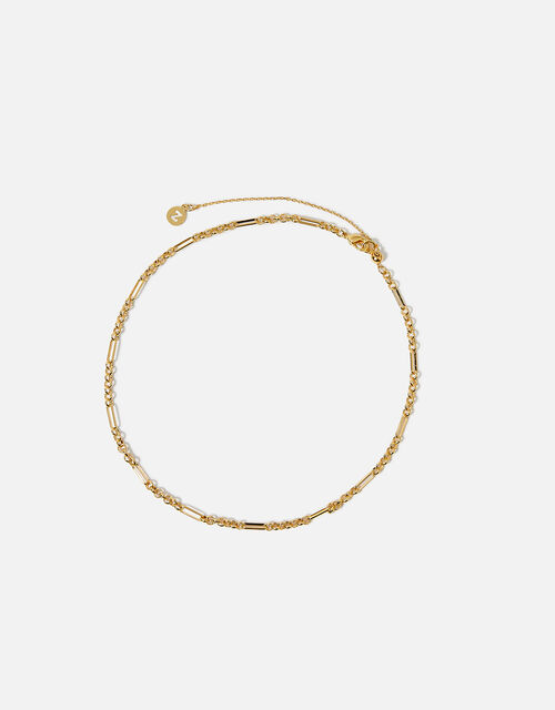 Gold-Plated Figaro Chain Choker Necklace, , large