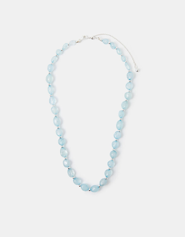Sterling Silver-Plated Aquamarine Necklace, , large