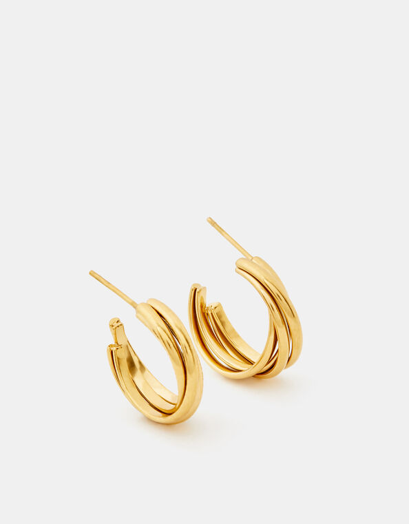 Stainless Steel Twist Hoop Earrings, , large