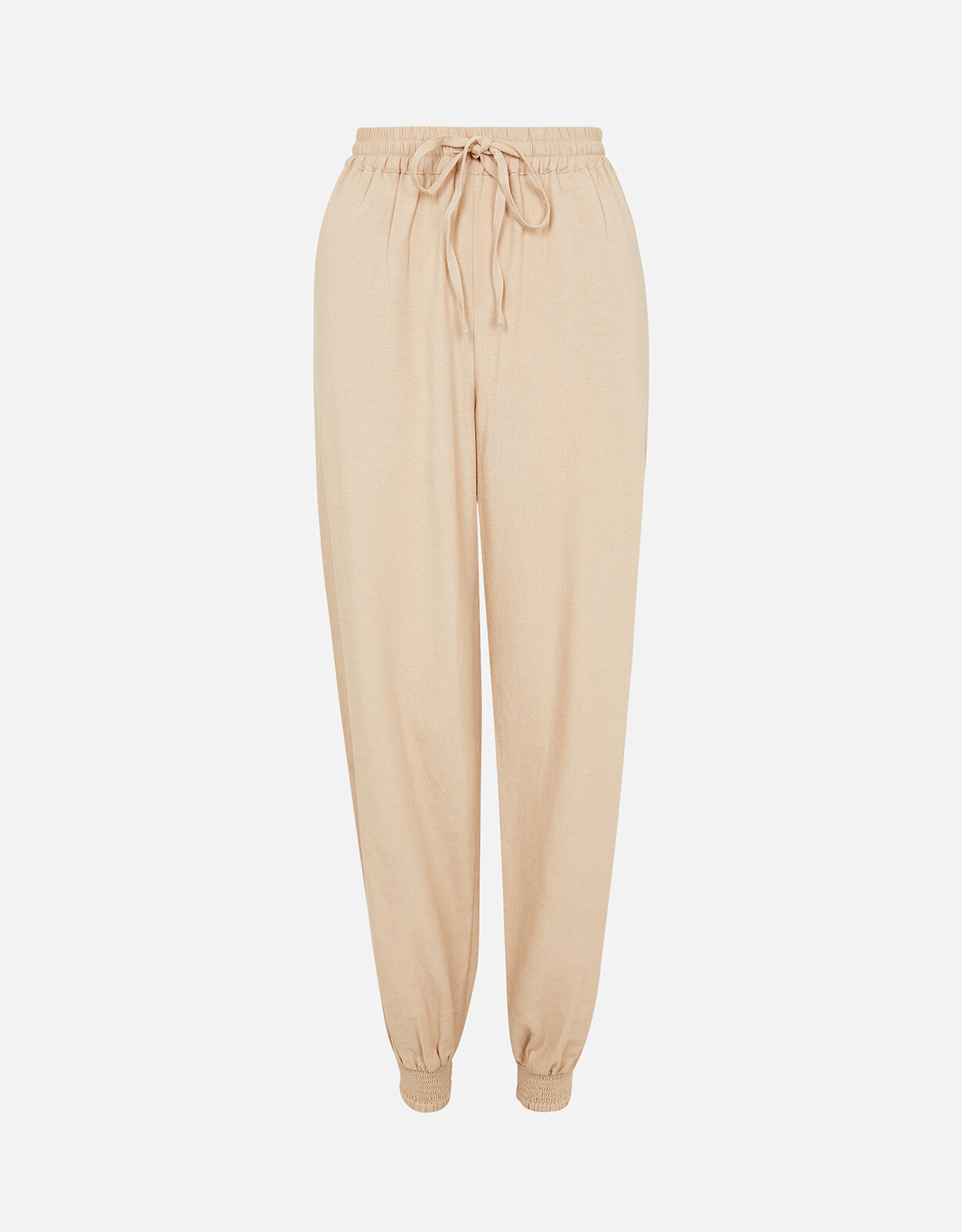 Drawstring Joggers in Linen Blend Brown Beach trousers Shorts