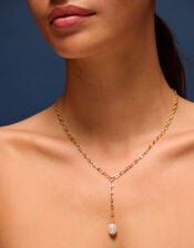 14ct Gold-Plated Pearl Lariat Necklace, , large