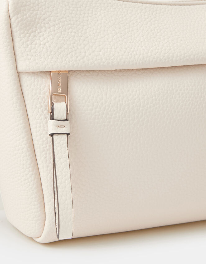 Zip Front Crossbody Bag, Cream (CREAM), large
