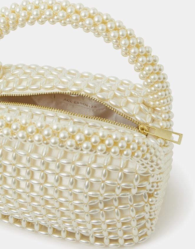 Bridal Cloud Pearl Beaded Mini Bag, , large