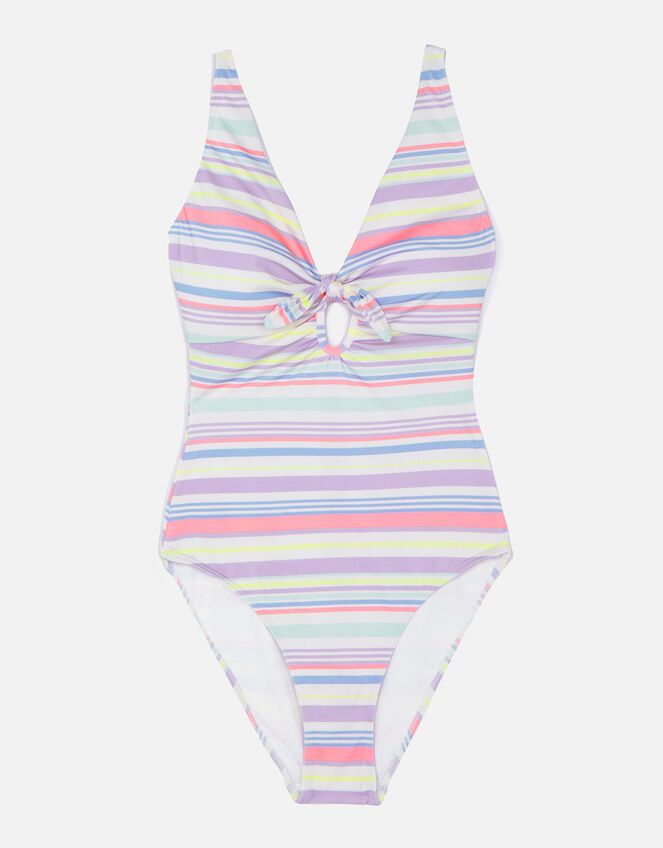 Pastel Stripe Tie Front Swimsuit, Multi (PASTEL-MULTI), large