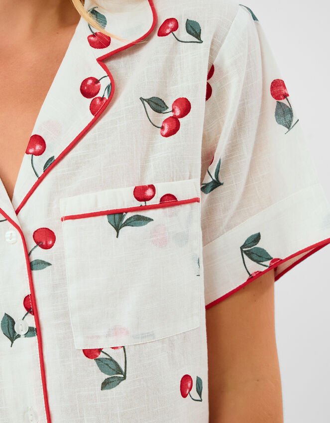 Cherry Print Short Pyjama Set, Ivory (IVORY), large