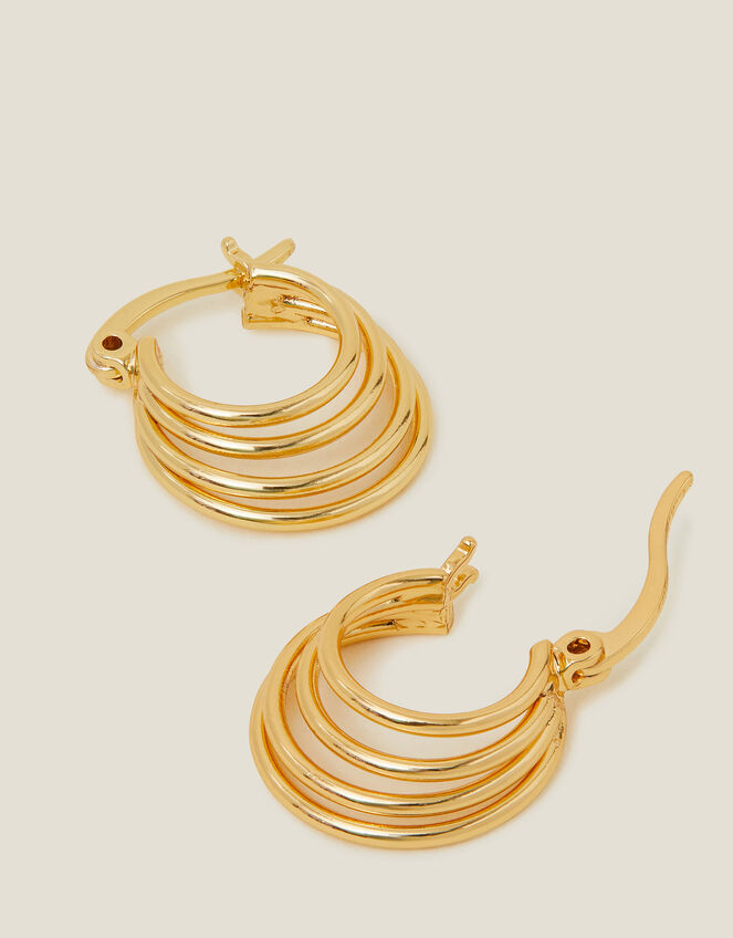 14ct Gold-Plated Layered Hoops, , large