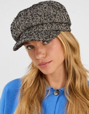 Herringbone Baker Boy Hat, , large