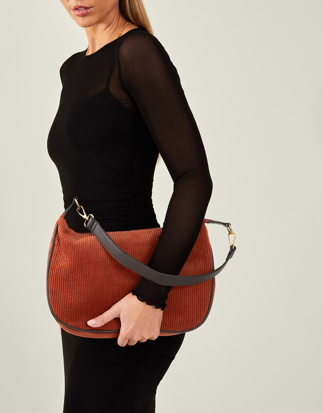 Cord Shoulder Bag, Orange (RUST), large