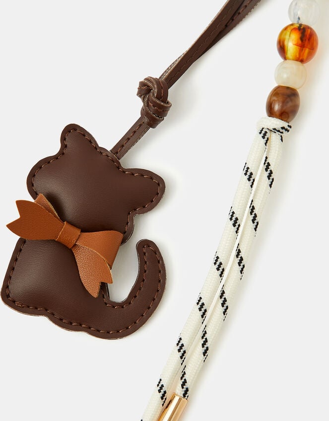 Faux Leather Cat Bag Charm, , large