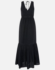 Broderie Maxi Dress, Black (BLACK), large