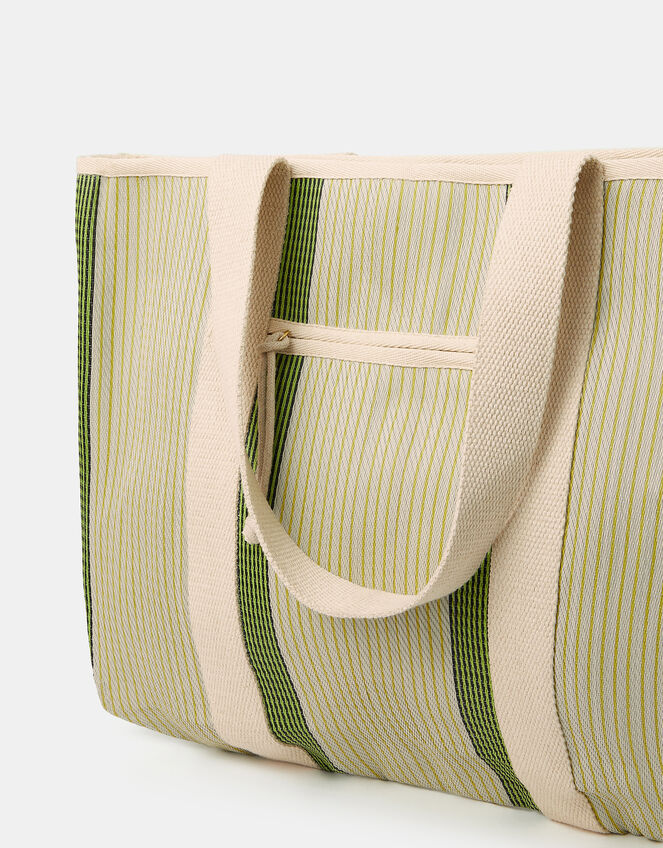 Irregular Stripe Pocket Tote Bag, , large