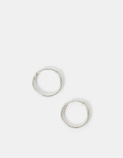 Sterling Silver Simple Huggie Hoops, , large