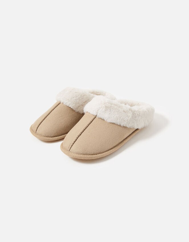 Suedette Mule Slippers, Tan (TAN), large