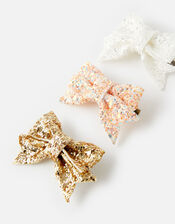 Glitter Bow Hair Clips, , large