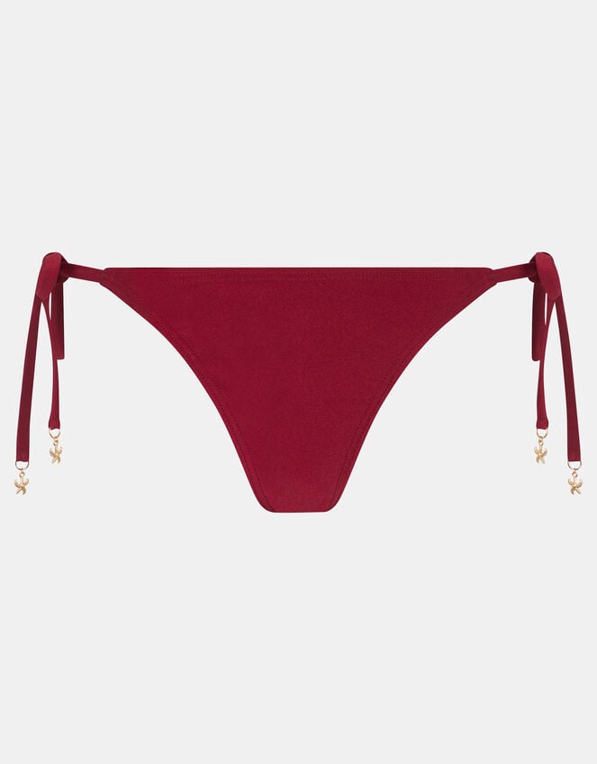 Starfish Charm Tie Side Bikini Bottoms, Red (RED), large