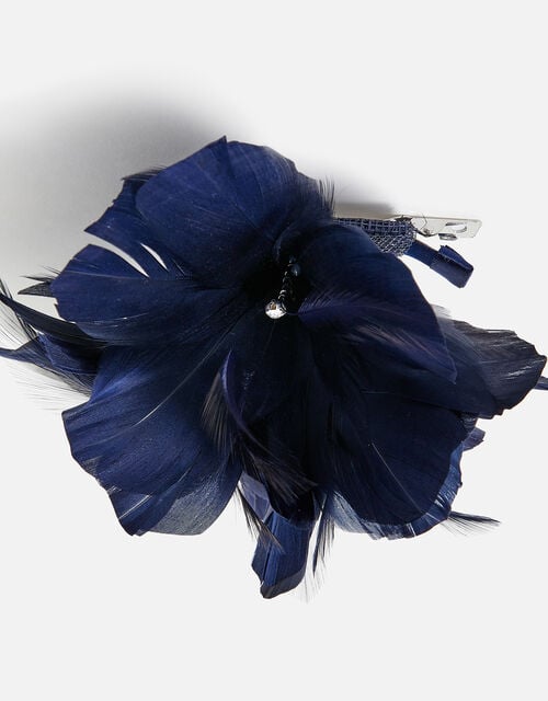 Abigail Net Bow Hair Clip, Blue (NAVY), large