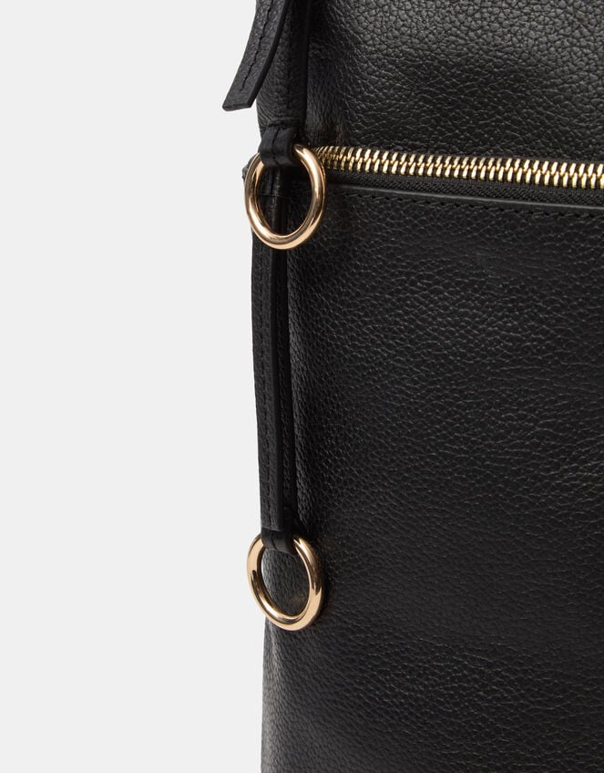 Double Zip Leather Backpack, , large