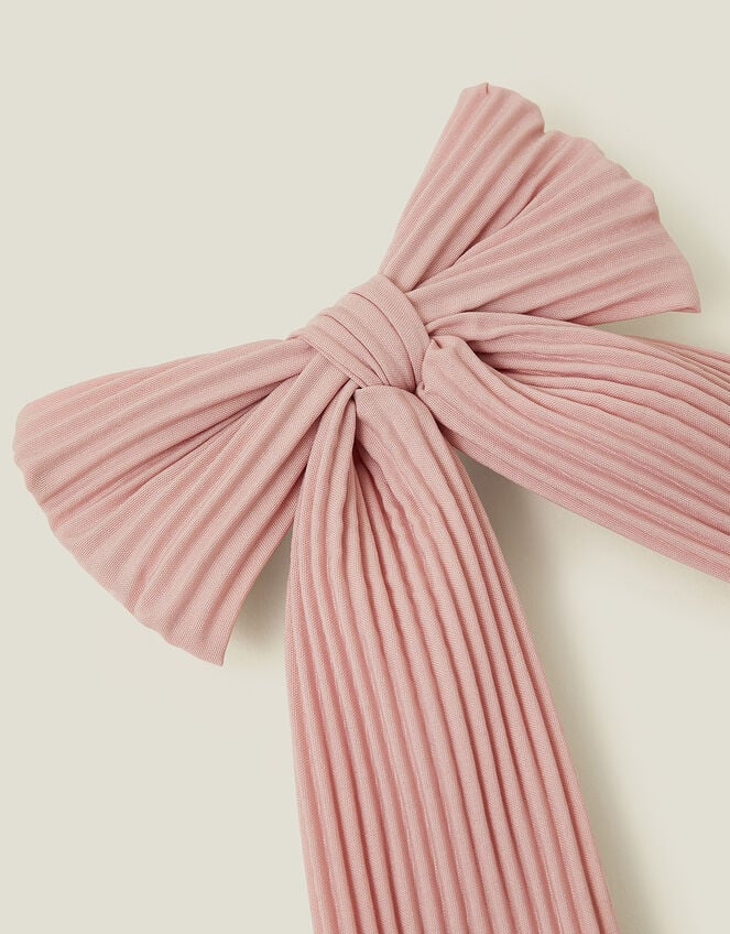 Pleated Bow Hair Clip, Pink (PINK), large