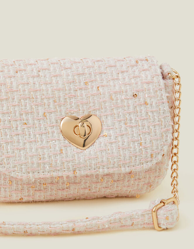 Girls Heart Lock Tweed Bag, , large