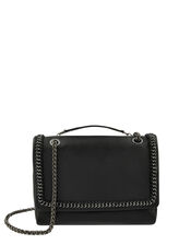 Georgia Leather Bag with Chain Trims, , large