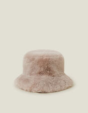 Faux Fur Bucket Hat, Natural (NATURAL), large
