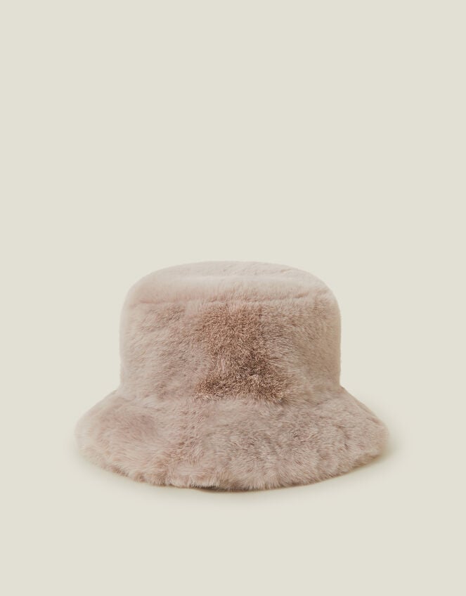 Faux Fur Bucket Hat, Natural (NATURAL), large