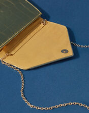Metallic Faux Croc Clutch Bag, Gold (GOLD), large