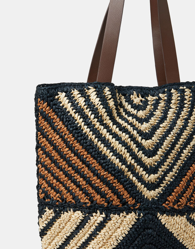 Mix Raffia Tote Bag, , large
