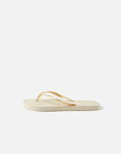 Embroidered Flip Flops, Gold (GOLD), large