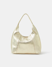 Slouchy Metallic Suede Shoulder Bag, , large