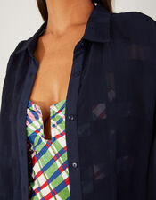 Geometric Jacquard Shirt, Blue (NAVY), large