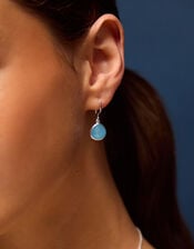 Sterling Silver-Plated Blue Quartz Drop Earrings, , large
