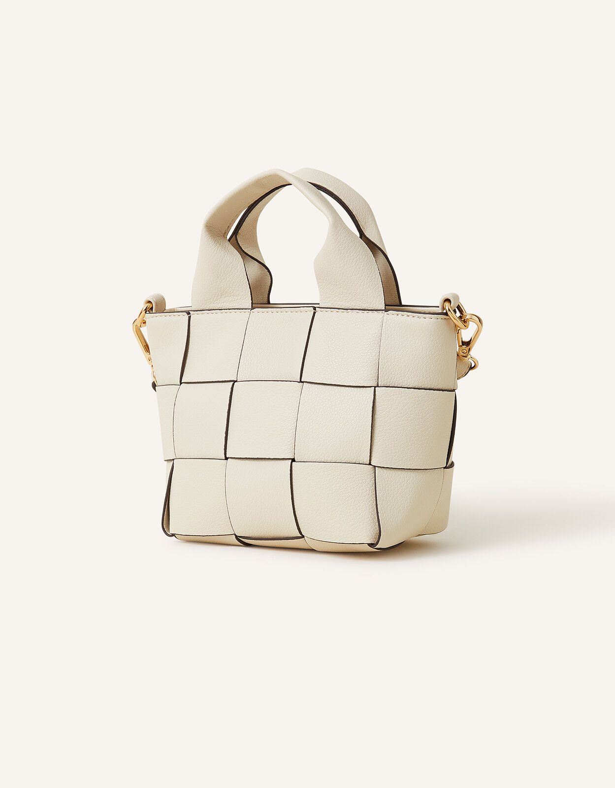Mini Woven Cross Body Bag Cream