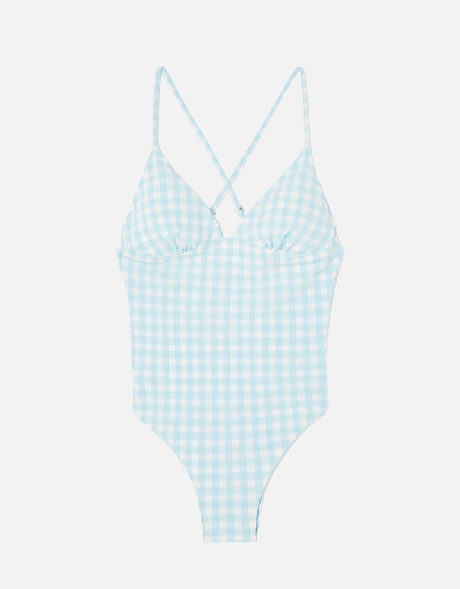 Gingham Swimsuit, Blue (BLUE), large