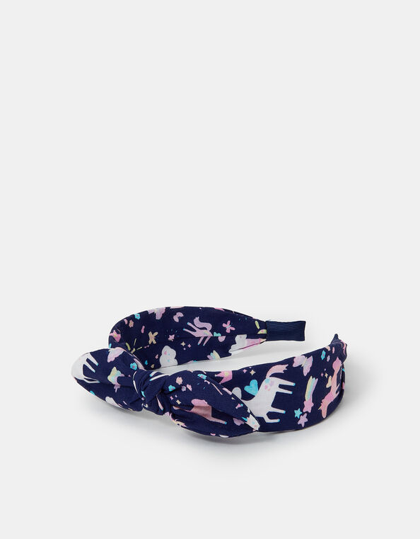 Girls Unicorn Print Bow Headband, , large