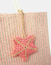 Metallic Woven Starfish Shopper Bag, , large